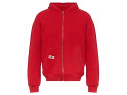 Толстовка оверсайз с капюшоном на молнии Monaco, красный, лейбл, бренд тайп и термотрансфер