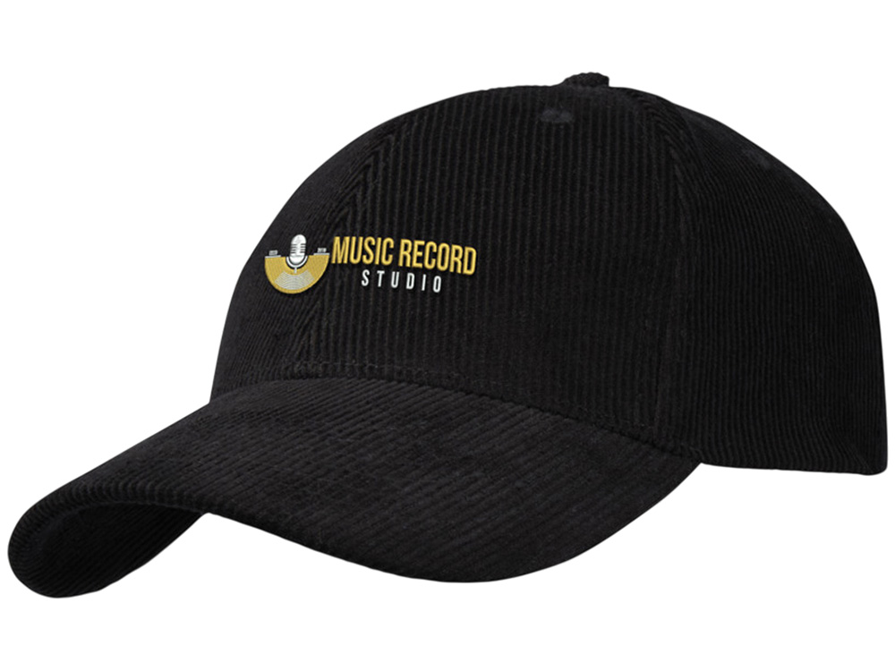 Hutton 6-панельная бейсболка из переработанного хлопка - Сплошной черный