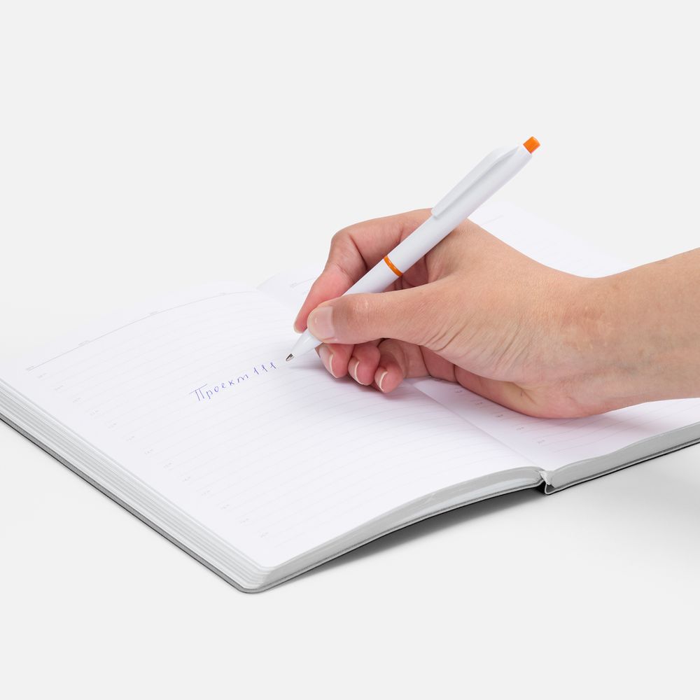 Ручка шариковая Bright Pop, белая с оранжевым