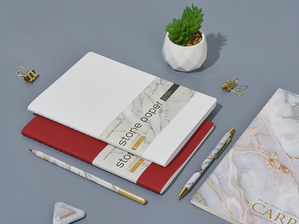 Тетрадь с каменной бумагой А5 Carrara 40 л., линейка, белый Тетрадь с каменной бумагой А5 Carrara 40 л., линейка, белый