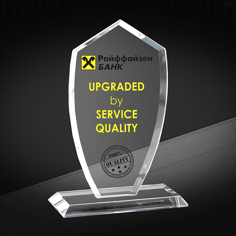 Награда из стекла с цветной печатью