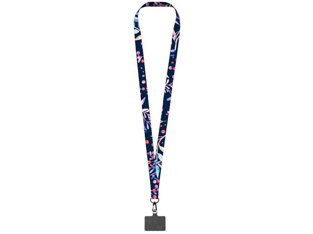 Ланъярд 2 см под сублимацию с трендовым карабином и большим держателем для телефона из ПЭ, черный