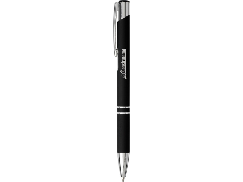 Шариковая кнопочная ручка Moneta с матовым антискользящим покрытием, черный