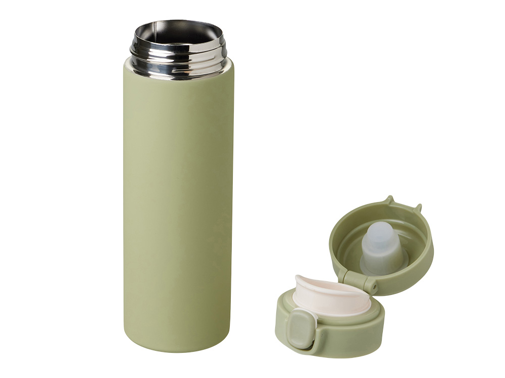 Вакуумная термокружка Waterline c кнопкой Guard, 400 мл, тубус, оливковый