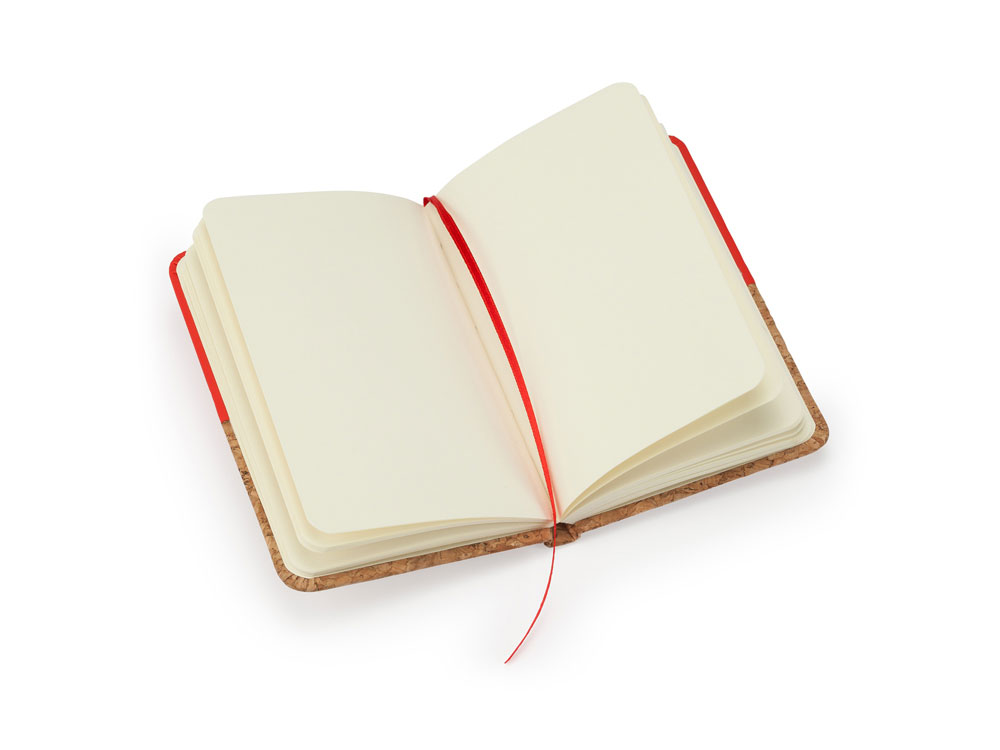 Блокнот А6 Ирис с комбинированной обложкой, натуральный/красный