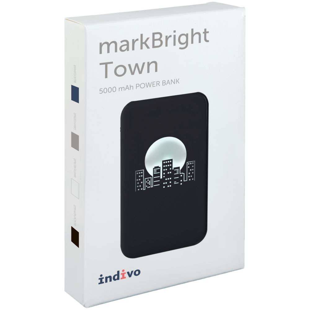 Аккумулятор с подсветкой markBright Town, 5000 мАч, черный