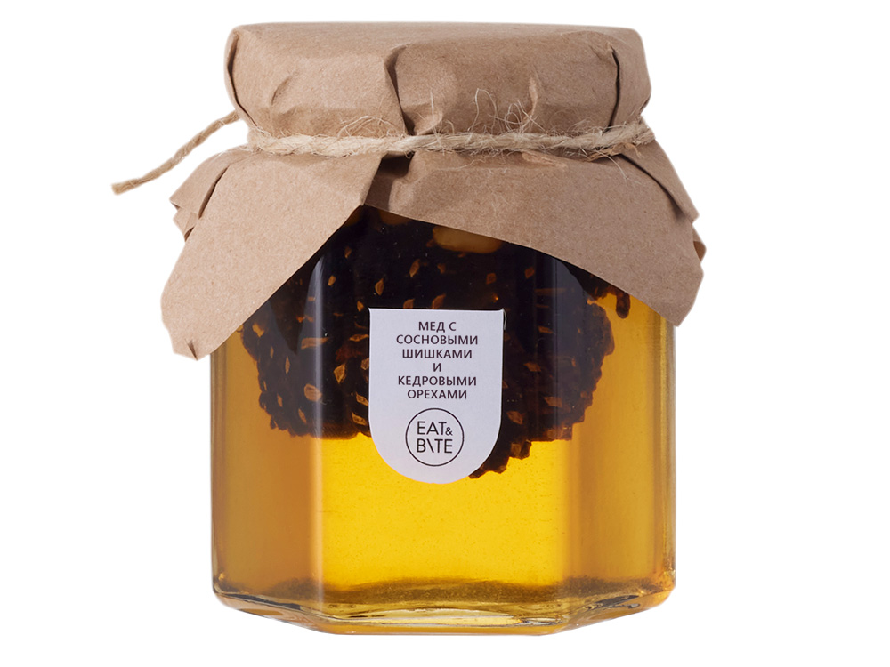 Мед с сосновой шишкой и кедровым орехом 250 гр.