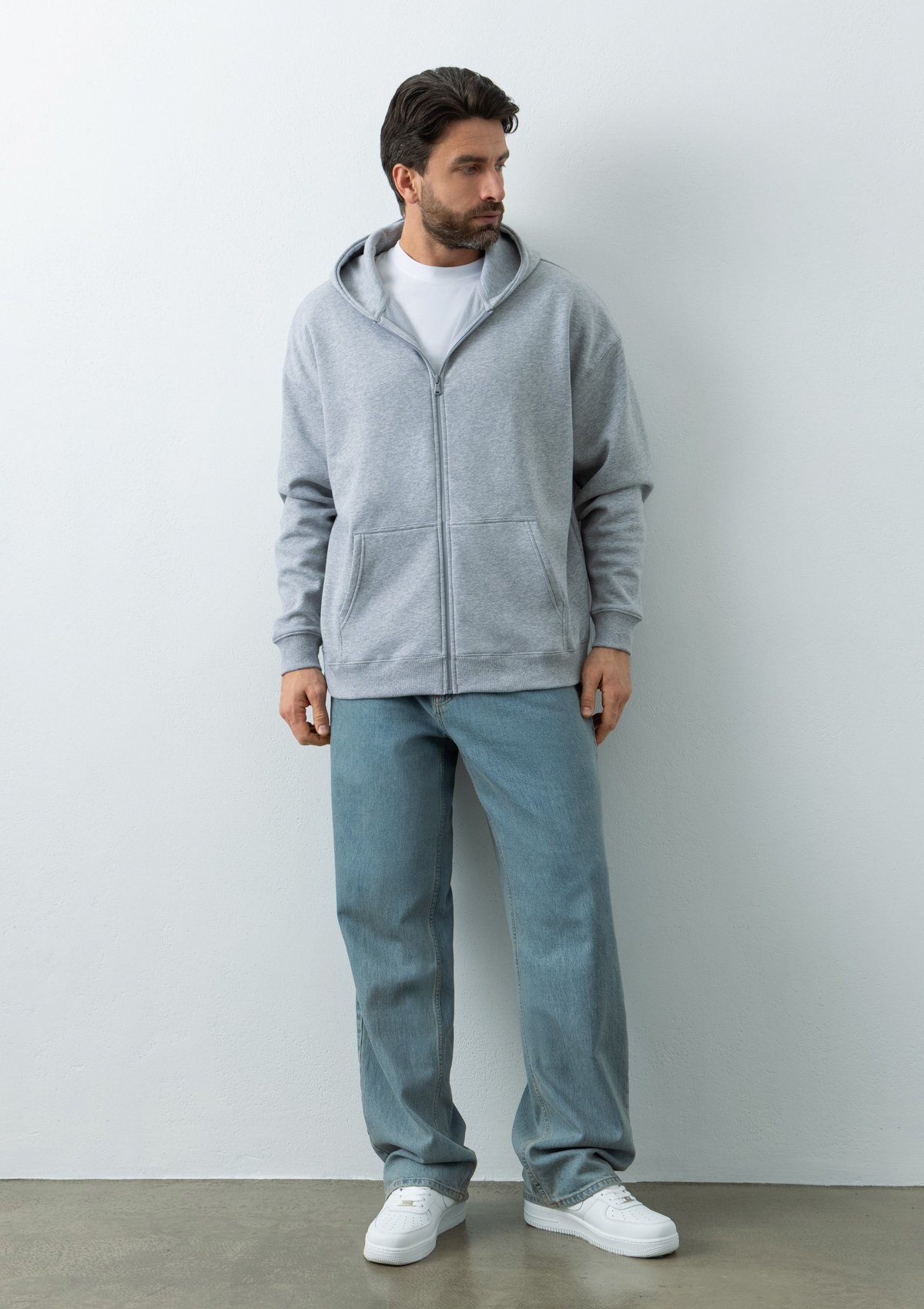 Толстовка унисекс Oversize Zip с капюшоном сэндвич 320, 100