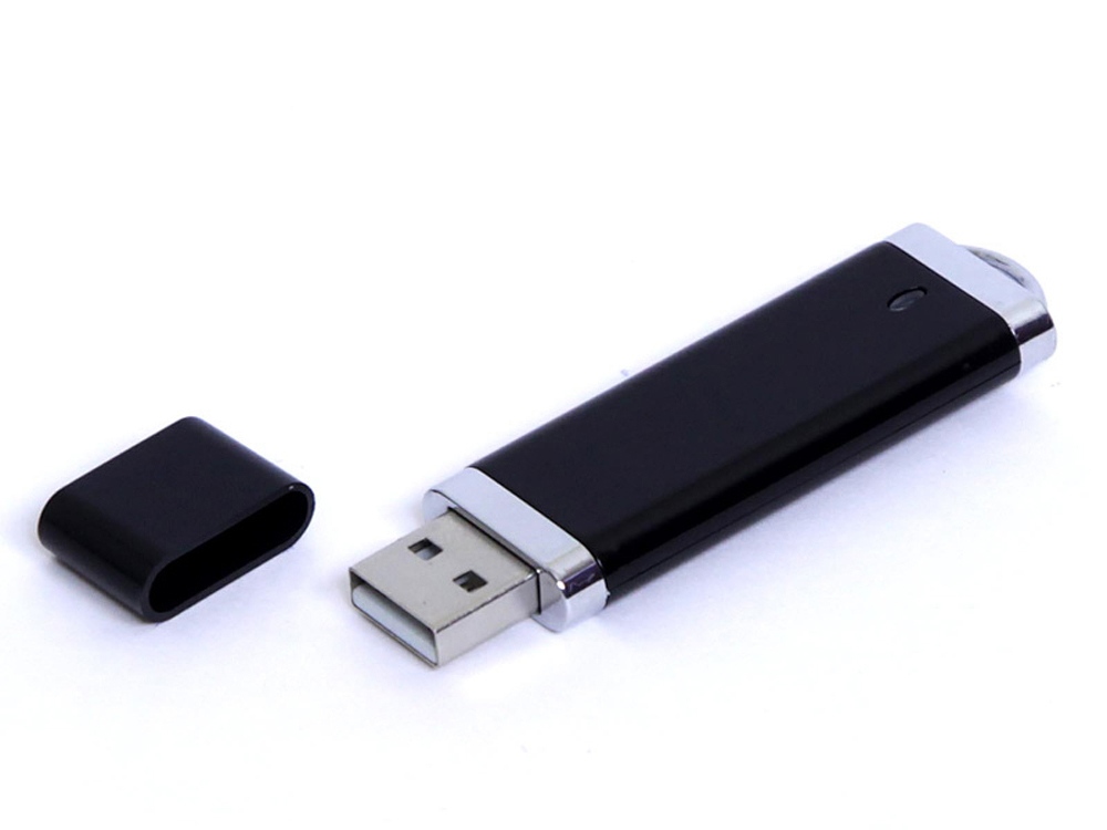 USB-флешка промо на 32 Гб прямоугольной классической формы, черный USB-флешка промо на 32 Гб прямоугольной классической формы, черный