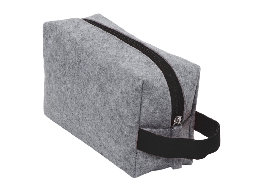 Органайзер для электроники и проводов Felt из RPET-фетра с ручкой, серый с черным