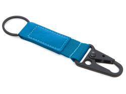 Брелок-ремувка Carabinier из ткани с вставкой из экокожи и карабином, синий