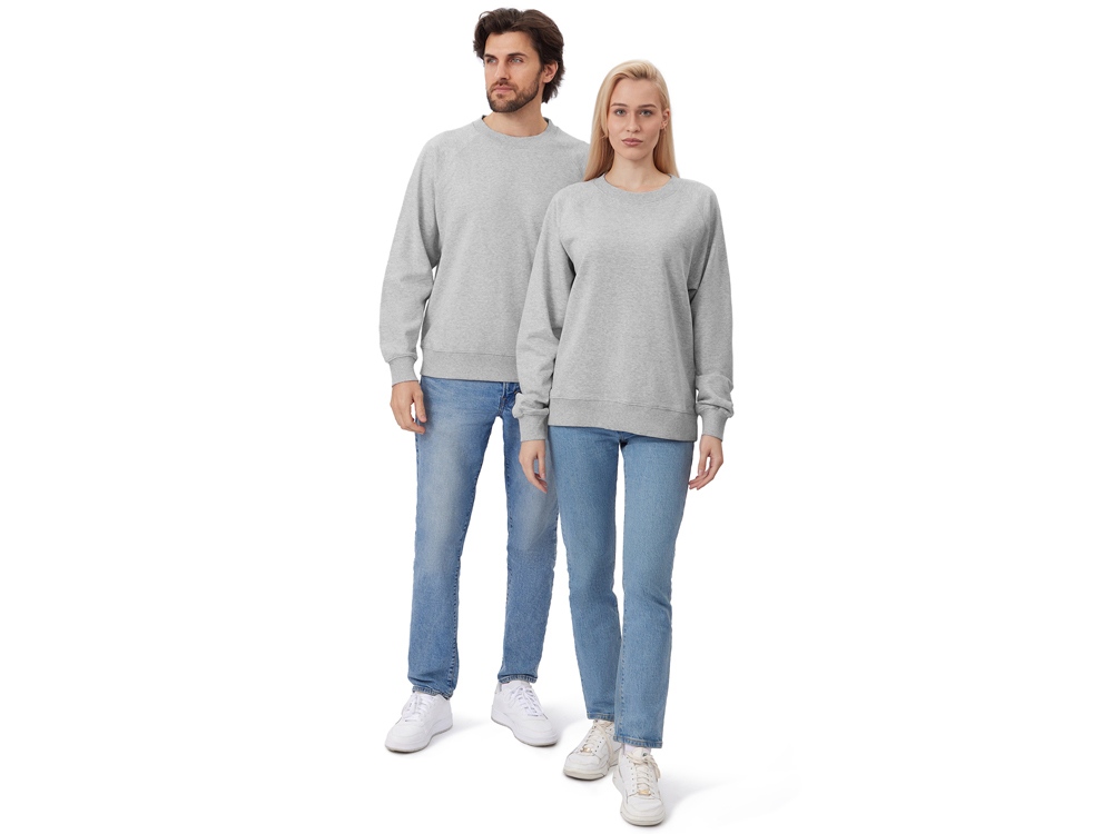 Свитшот оверсайз с рукавом реглан Belgrade, унисекс, серый меланж