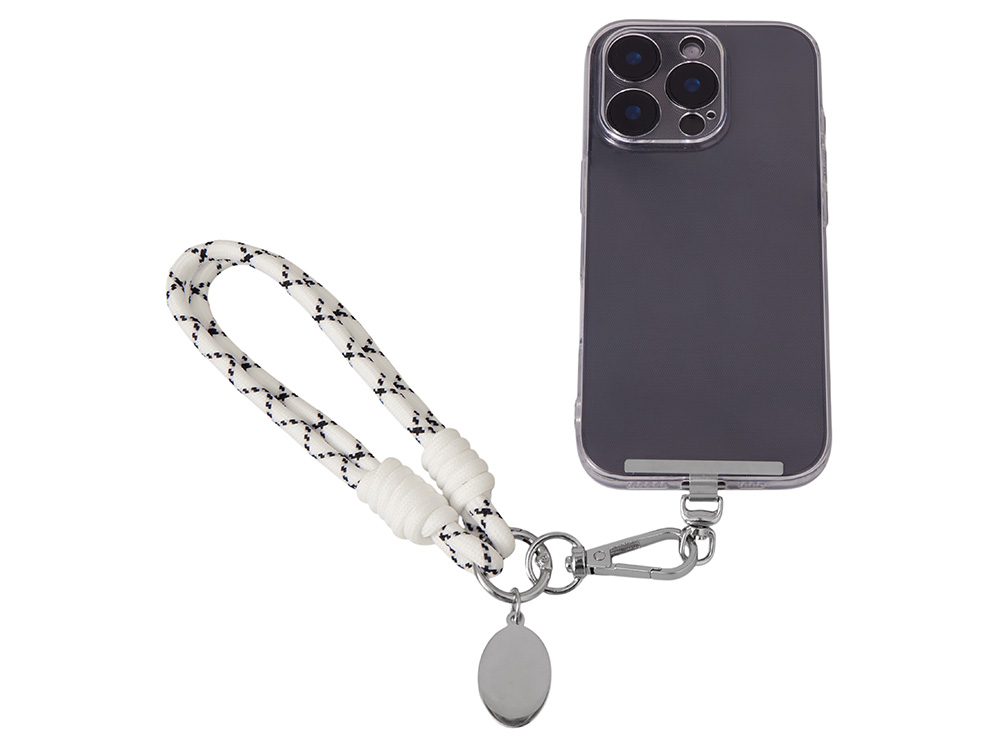 Брелок-браслет Bohemian c металлическим держателем для телефона, бело-черный