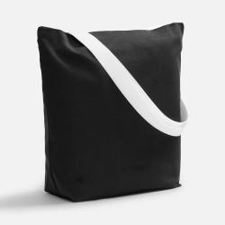 Шопер B5, черный с широкими белыми ручками