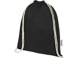 Oregon сумка-кисет из переработанного хлопка, сертифицированного согласно GRS, плотностью 140 г/м² - сплошной черный Oregon сумка-кисет из переработанного хлопка, сертифицированного согласно GRS, плотностью 140 г/м² - сплошной черный