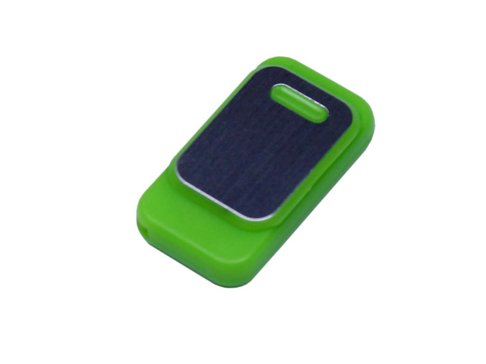 USB-флешка промо на 32 Гб прямоугольной формы, выдвижной механизм, зеленый