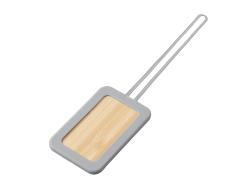 Бамбуковая багажная бирка с силиконовым чехлом Тагу, серый