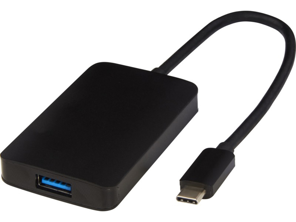 ADAPT Алюминиевый мультимедийный переходник Type-C (USB-A/Type-C/HDMI), черный