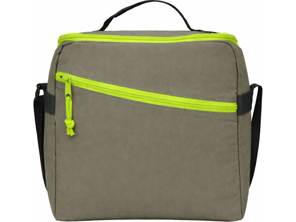 Изотермическая сумка-холодильник Neo Classic c контрастной молнией, серый/зеленое яблоко