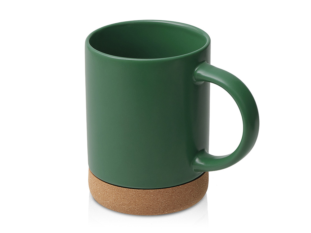 Кружка 450 мл с пробковым дном с крышкой Корк & Бон, глубокий зеленый Кружка 450 мл с пробковым дном с крышкой Корк & Бон, глубокий зеленый