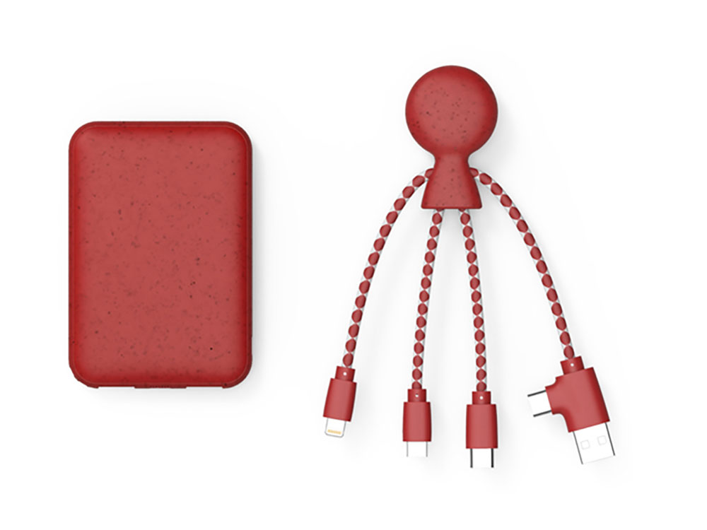 Портативное зарядное устройство BioPack c кабелем Mr. Bio, 5000 mAh, красный