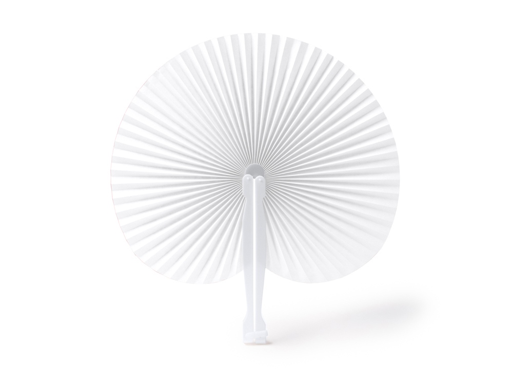 Складной круглый веер-пайпай с пластиковыми стержнями, белый