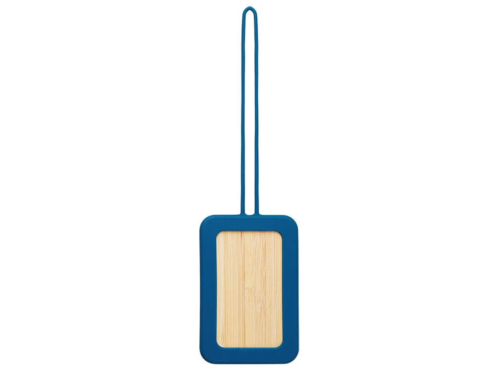 Бамбуковая багажная бирка с силиконовым чехлом Тагу, темно-синий