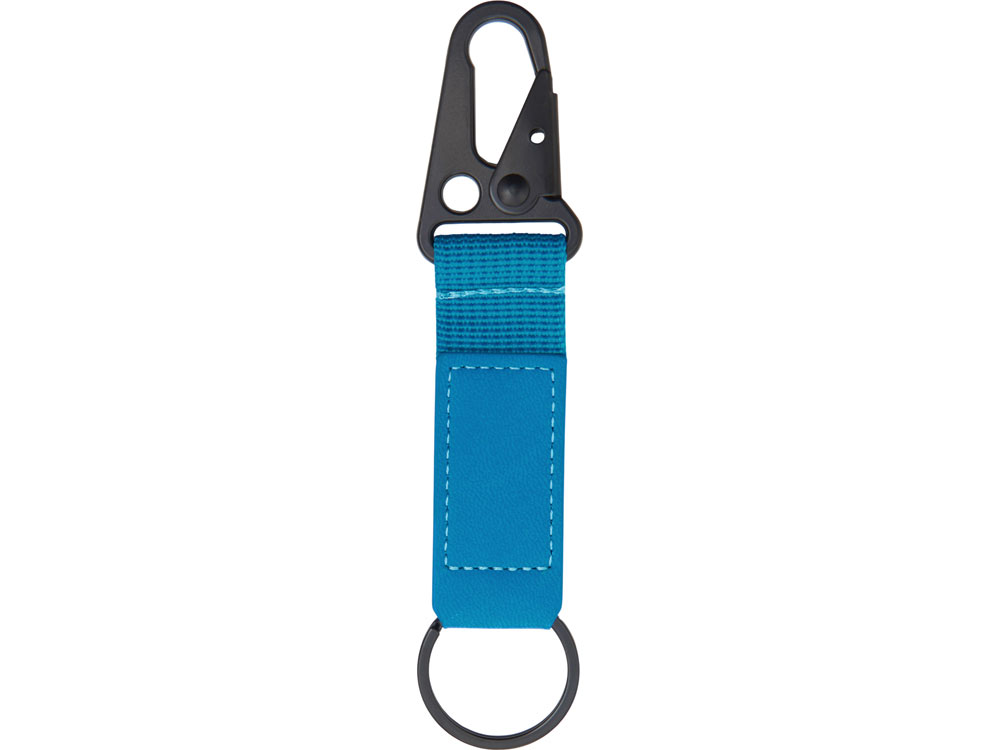 Брелок-ремувка Carabinier из ткани с вставкой из экокожи и карабином, синий