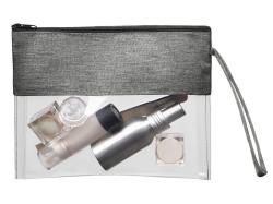 Косметичка из PVC и ткани Leony, прозрачный/темно-серый Косметичка из PVC и ткани Leony, прозрачный/темно-серый