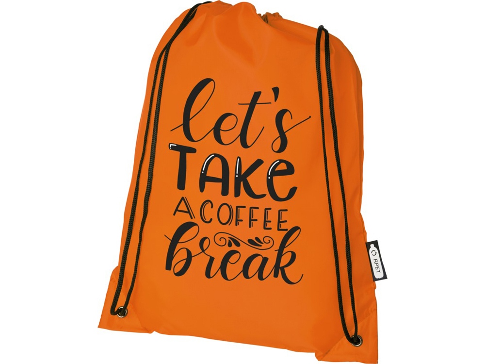 Рюкзак со шнурком Oriole из переработанного ПЭТ, оранжевый