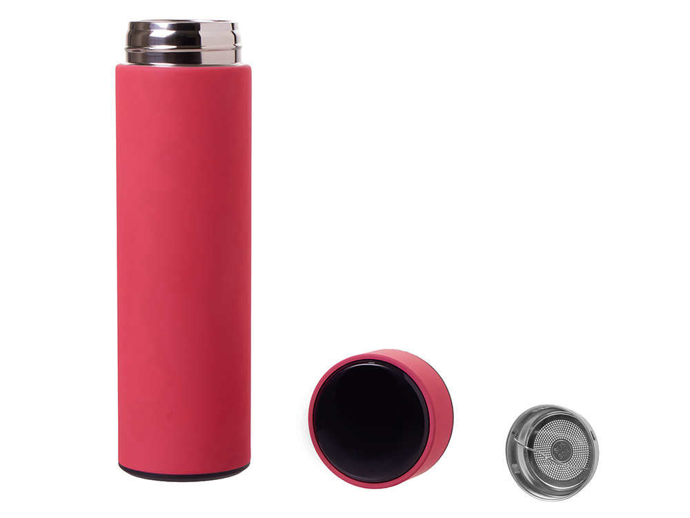 Термос FAMILY MARK LED, soft touch (Фуксия)