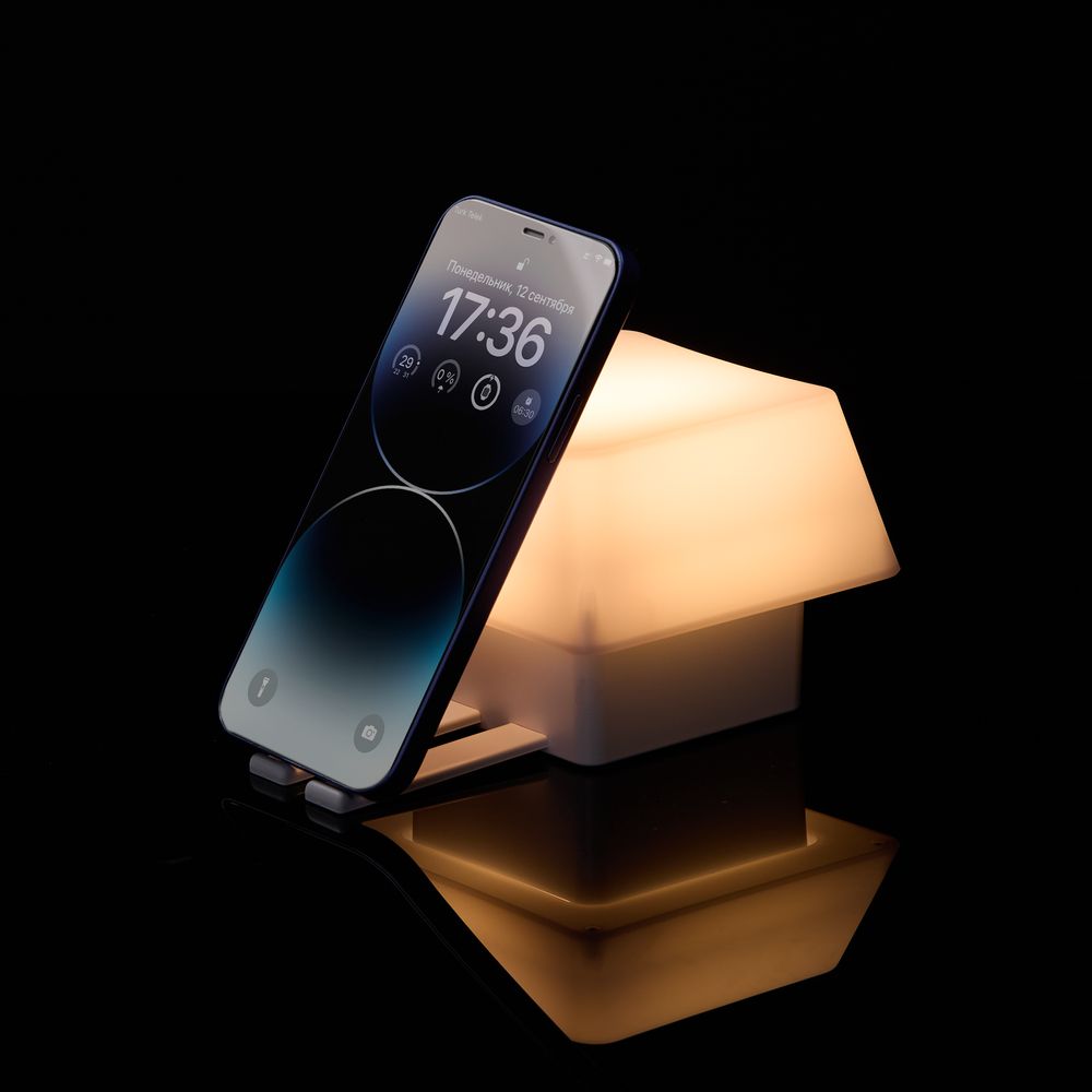 Светильник с подставкой для смартфона Knoppi, белый