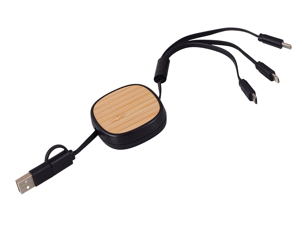 Универсальный кабель с ретрактором 3-в-1 Retrax, черный