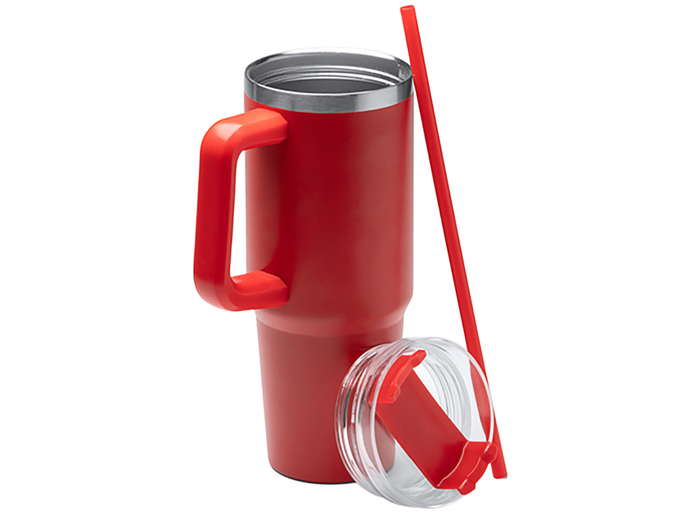 Термокружка Крэнстон с двойными стенками из переработанной нержавеющей стали, красный