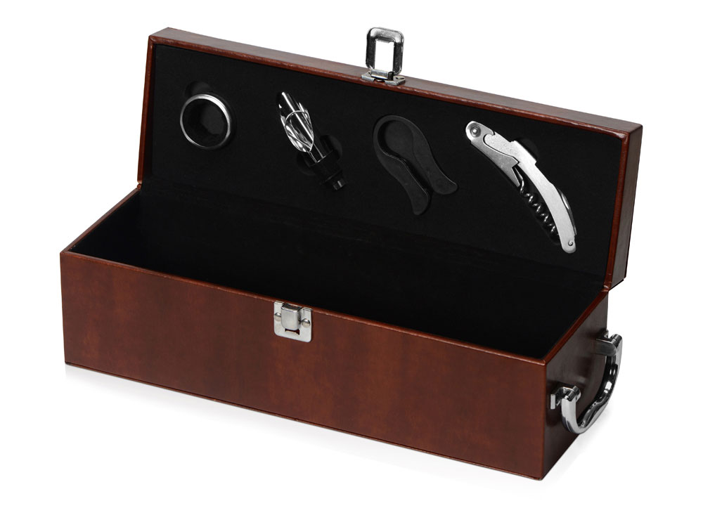 Винный набор в коробке, коричневый