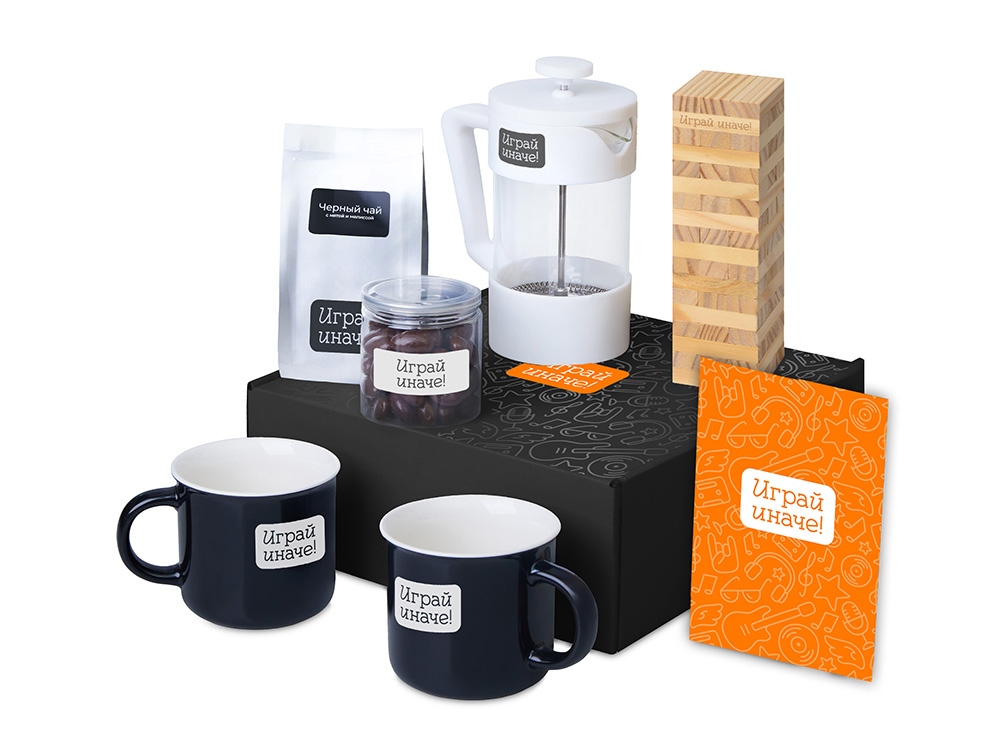 Подарочный набор Re:y. Together с френчпрессом, кружками и дженгой Подарочный набор Re:y. Together с френчпрессом, кружками и дженгой