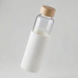 Бутылка для воды стеклянная Refine, в чехле, 550 мл, белый (P)