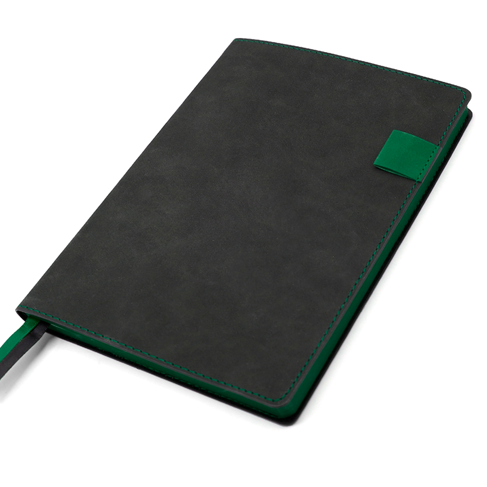 Ежедневник A5 недатированный Efemero в мягком переплёте, черный/тёмно-зеленый