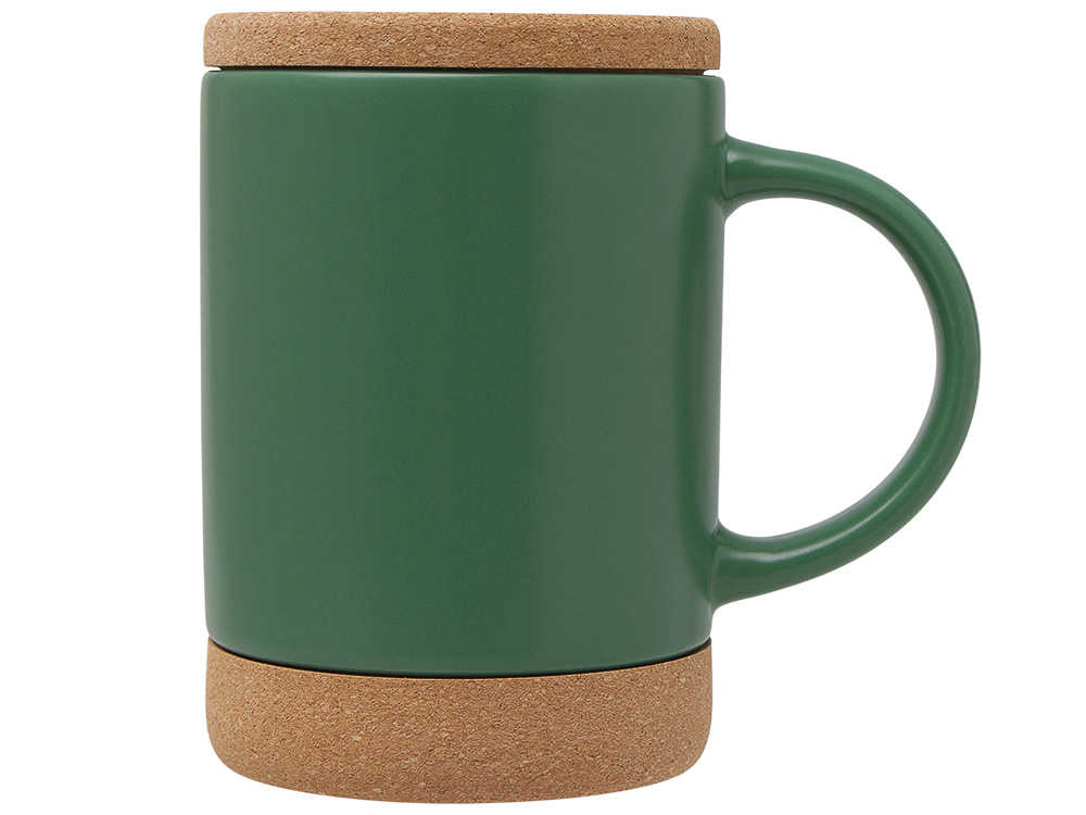 Кружка 450 мл с пробковым дном с крышкой Корк & Бон, глубокий зеленый Кружка 450 мл с пробковым дном с крышкой Корк & Бон, глубокий зеленый