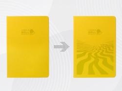 Бизнес-блокнот А5 C2 soft-touch, желтый, с УФ печатью