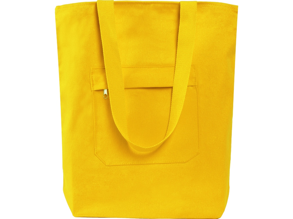 Сумка на молнии Zipper из хлопка 280 г c карманом на молнии спереди, желтый