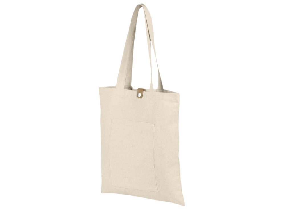 Сумка Clip из хлопка 340 г/м2 с застежкой из экокожи, натуральный