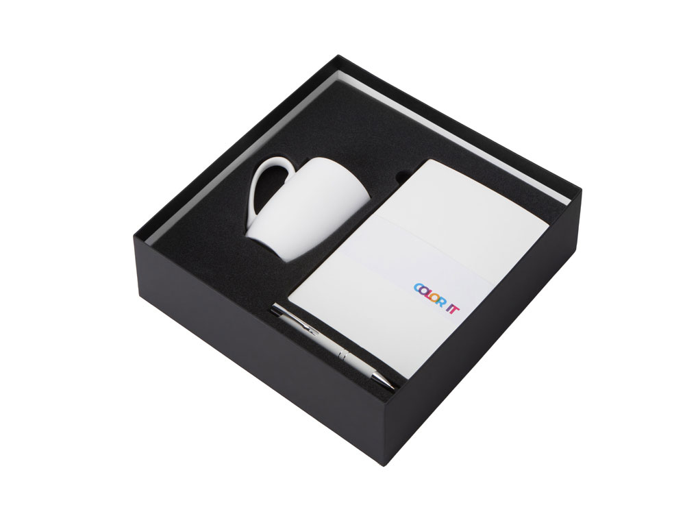 Подарочный набор с блокнотом С1, металлической ручкой и кружкой, белый