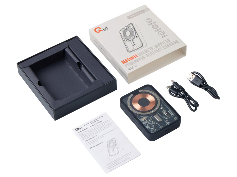 Беспроводной магнитный внешний аккумулятор с QC\PD MagnifIQ, 10000 мАч, 15 Вт, черный