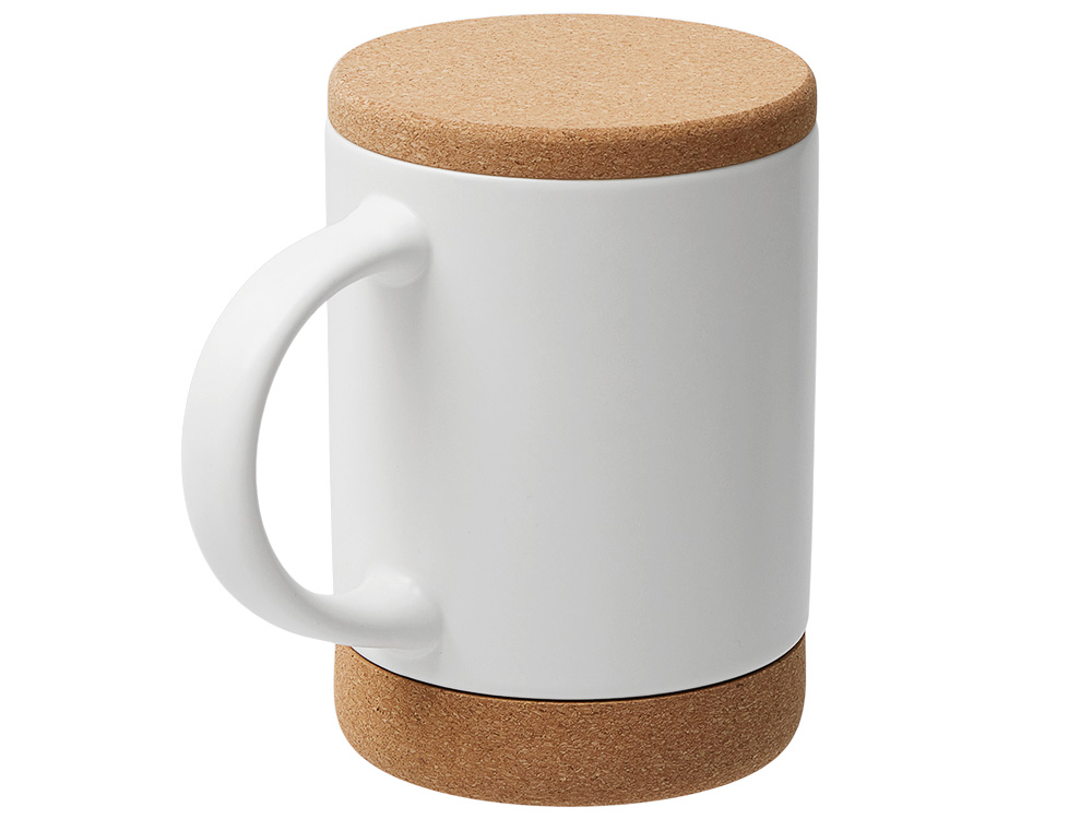 Кружка 450 мл с пробковым дном с крышкой Корк & Бон, белый Кружка 450 мл с пробковым дном с крышкой Корк & Бон, белый
