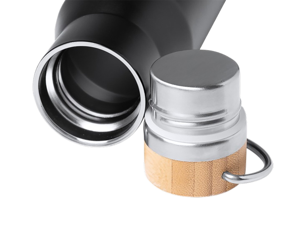 Термобутылка Мэйер из нержавеющей стали, с бамбуковой крышкой, серебристый Термобутылка Мэйер из нержавеющей стали, с бамбуковой крышкой, серебристый