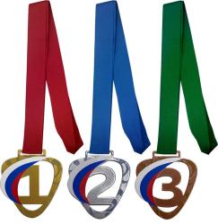 Комплект медалей Зореслав 1,2,3 место с цветными лентами