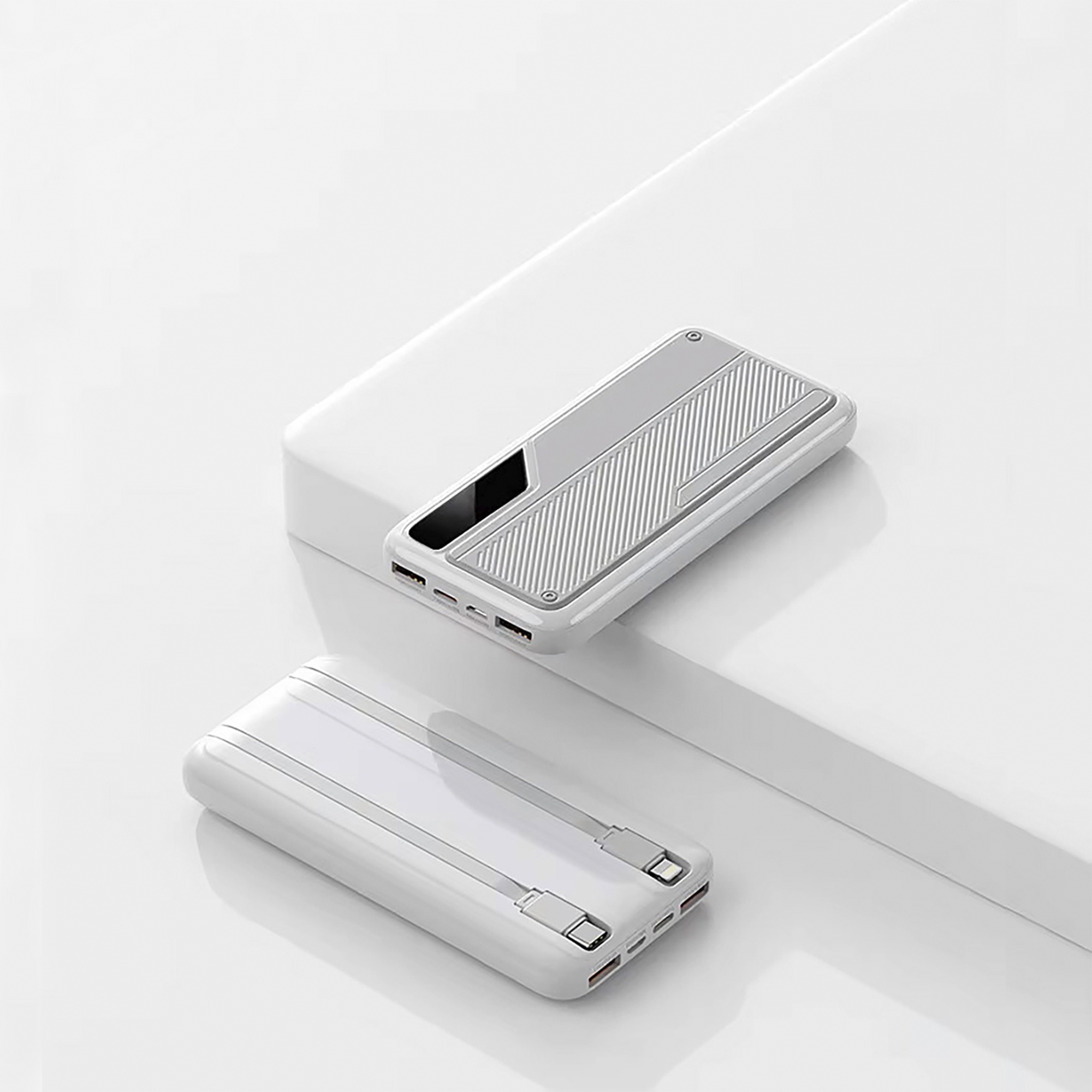 Зарядное устройство "Connect" 10000 mAh со встроенными Type-C/Lightning кабелями Зарядное устройство "Connect" 10000 mAh со встроенными Type-C/Lightning кабелями