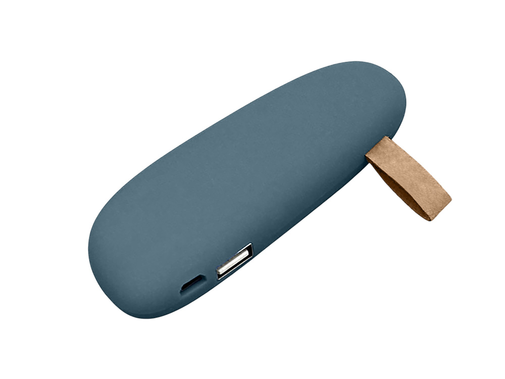 PB_Small_stone Универсальное зарядное устройство power bank в форме камня. 2600MAH. Темно-синий (чистый хлястик)