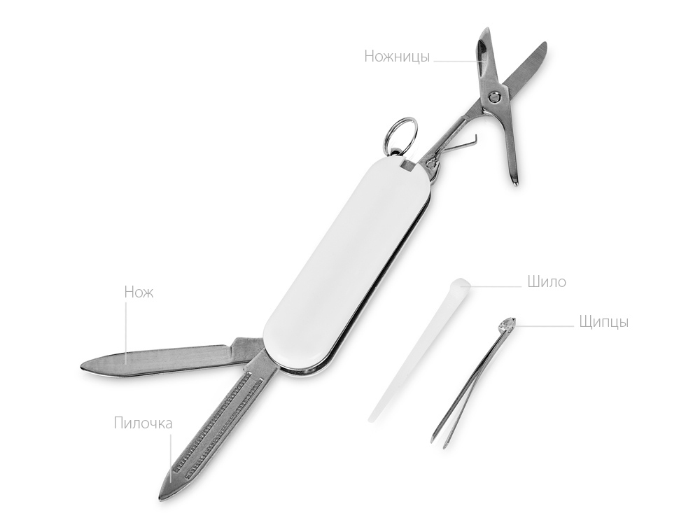 Мультитул-брелок 5-в-1 Pinny, белый